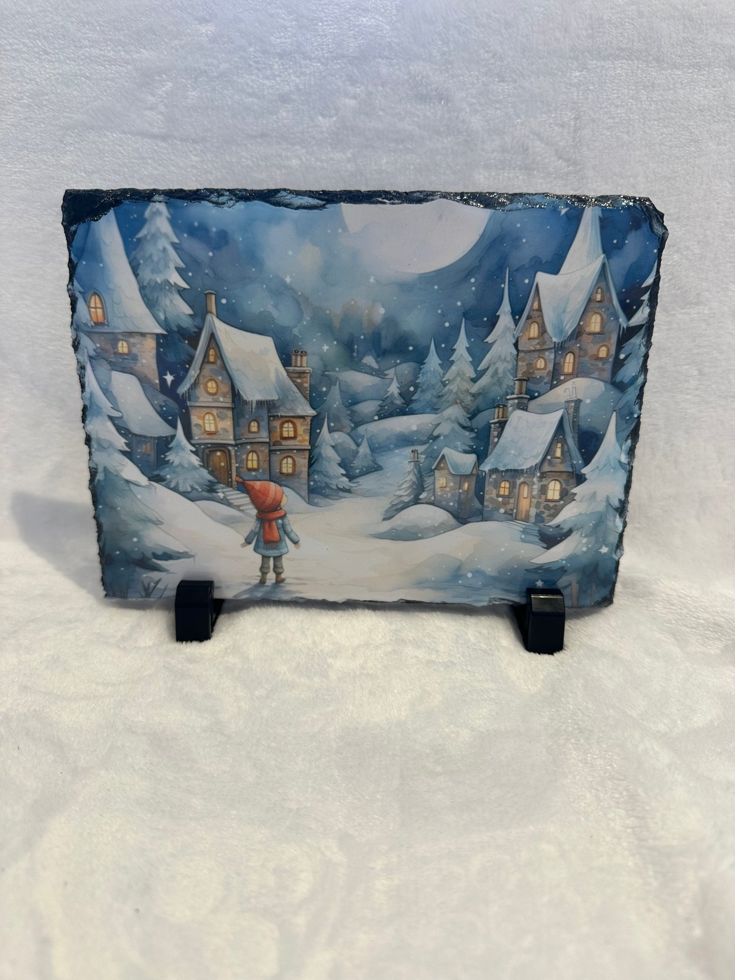 Christmas Slate snowie scene
