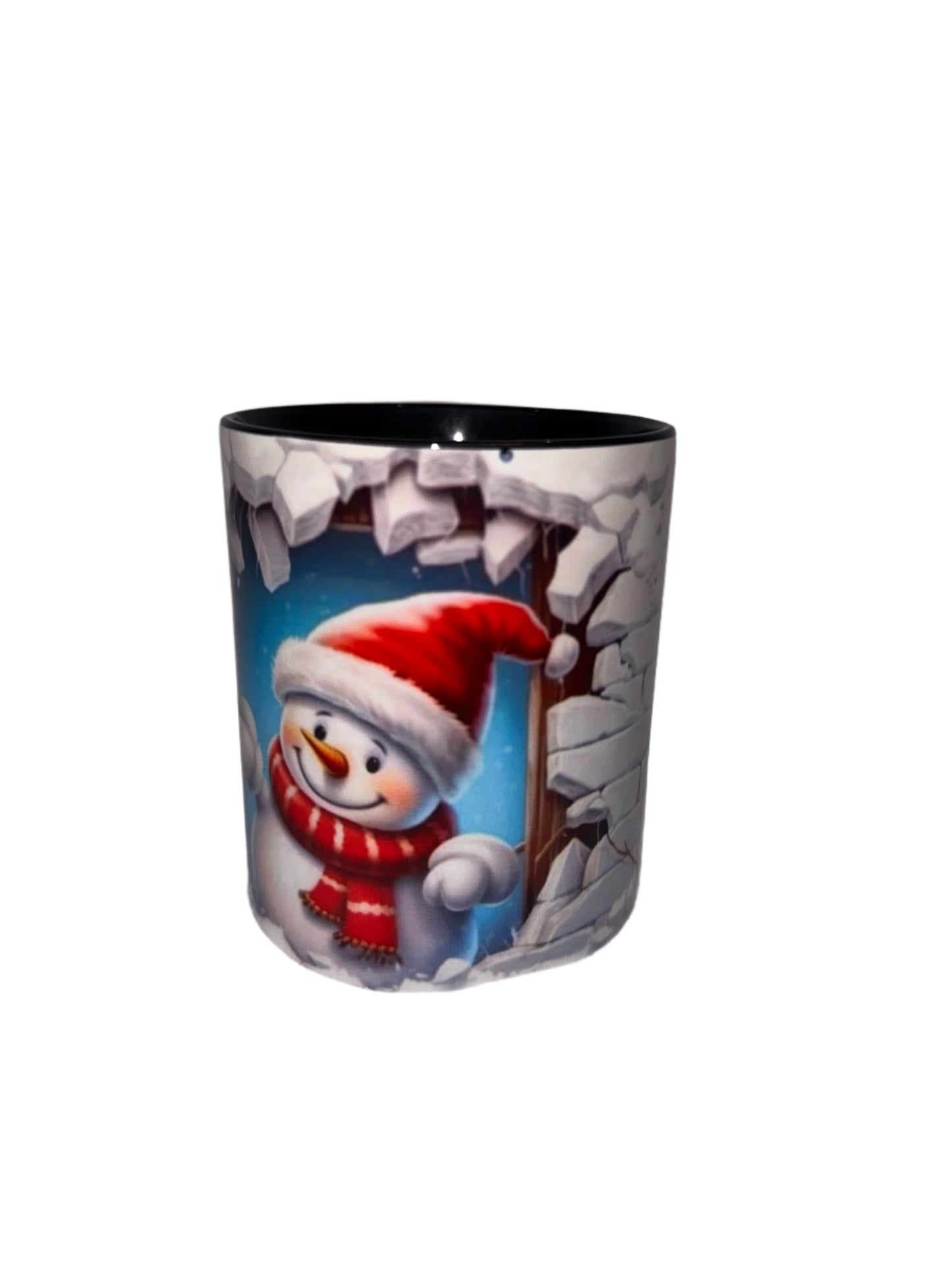 11oz Black mug with snowman
