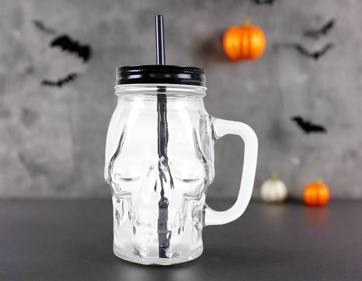 Glass skull jar (clear)