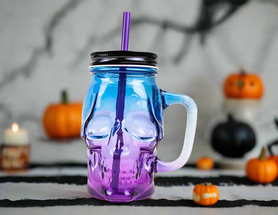 Glass skull jar (ombre)