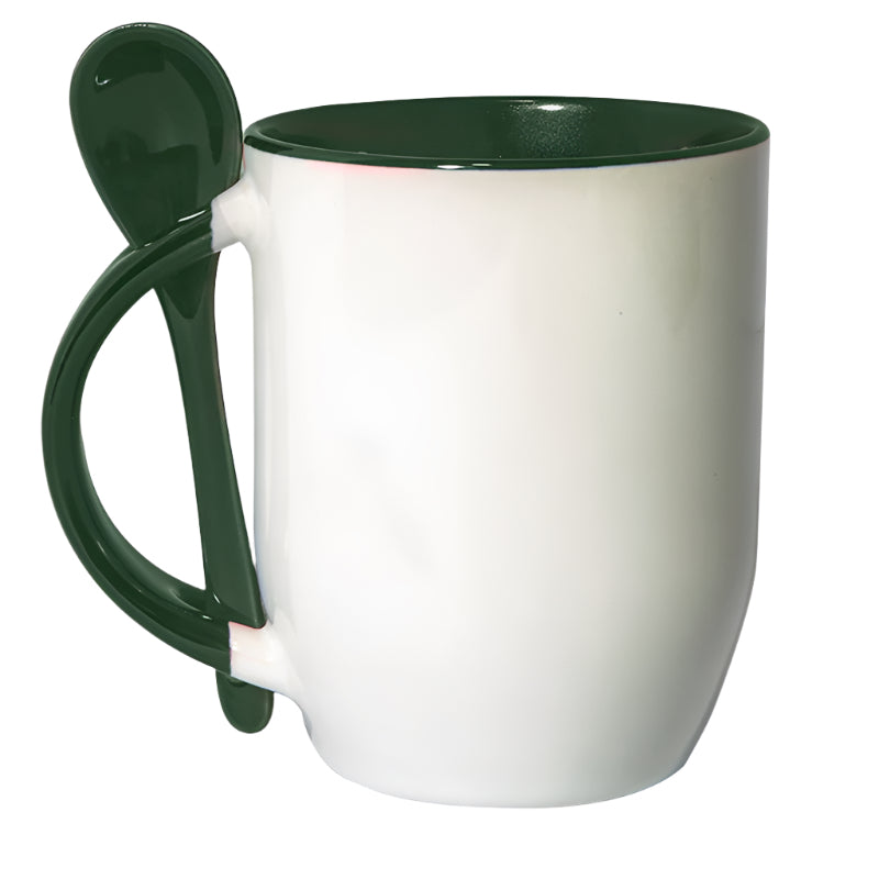11oz green inner mug with a green spoon