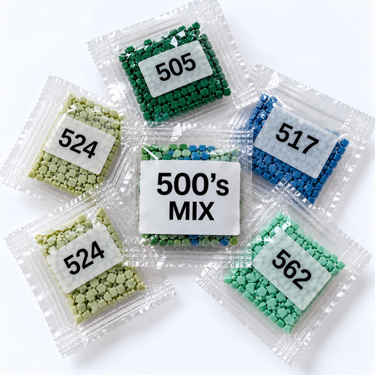 Mixed 500-Series Square Diamond Painting Drills – 5 Bags