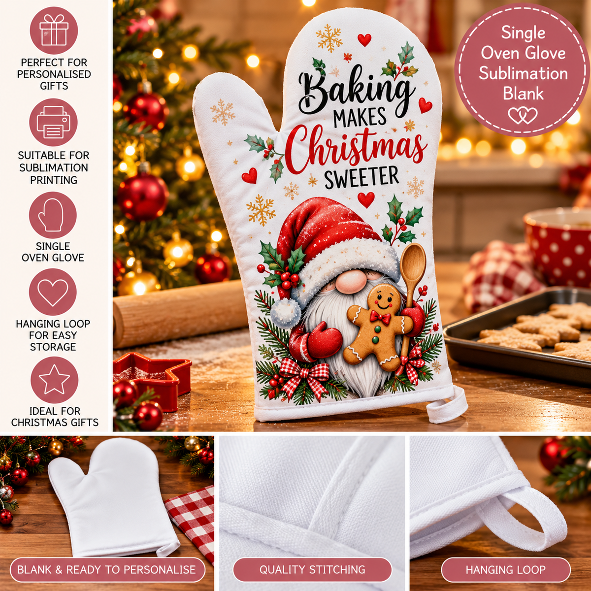 White Single Oven Glove Sublimation Blank