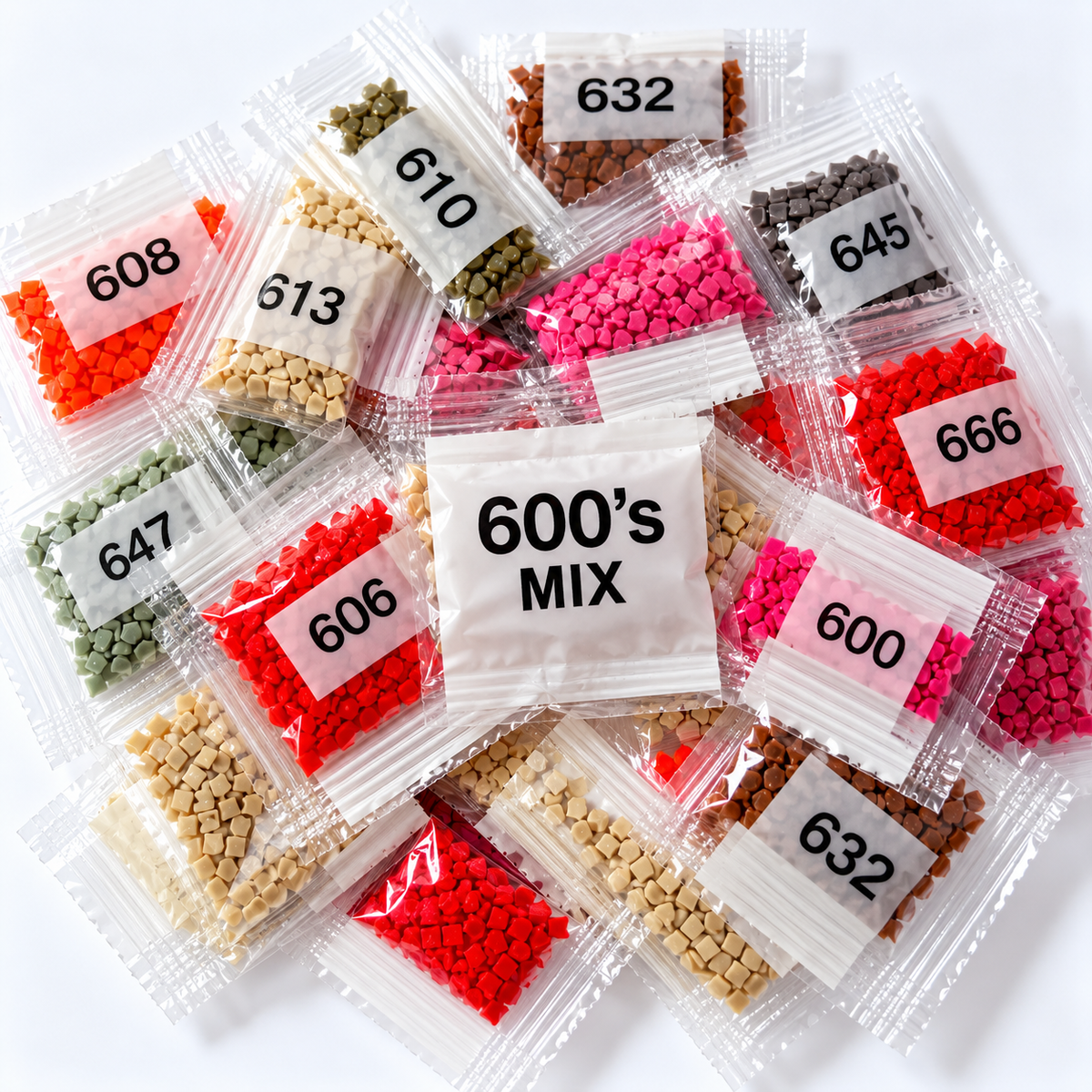 Mixed 600-Series Square Diamond Painting Drills – 15 Bags
