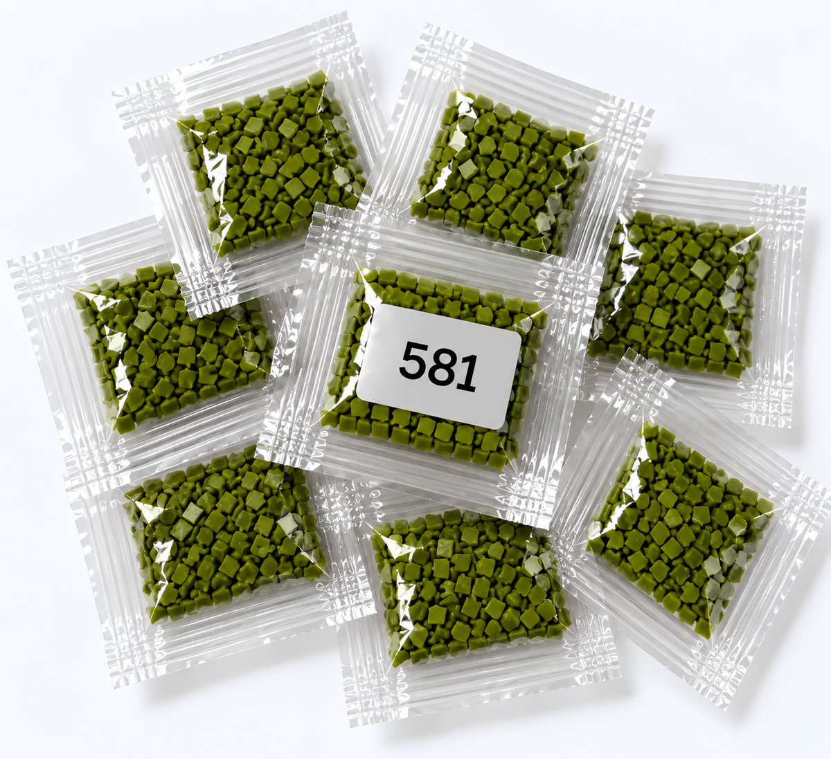 DMC 581 Olive Green Square Diamond Painting Drills – 9 Bags