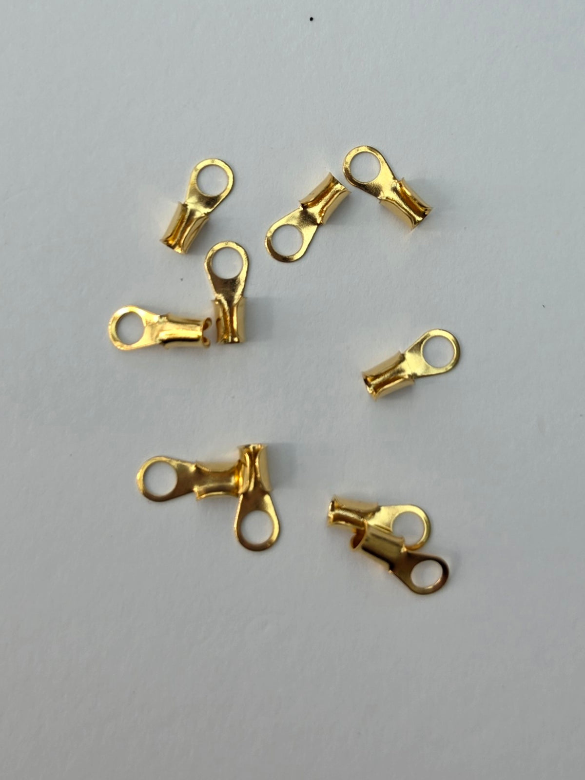 Gold Coloured Fold-Over Cord Ends / Crimp Ends – 10 Pieces