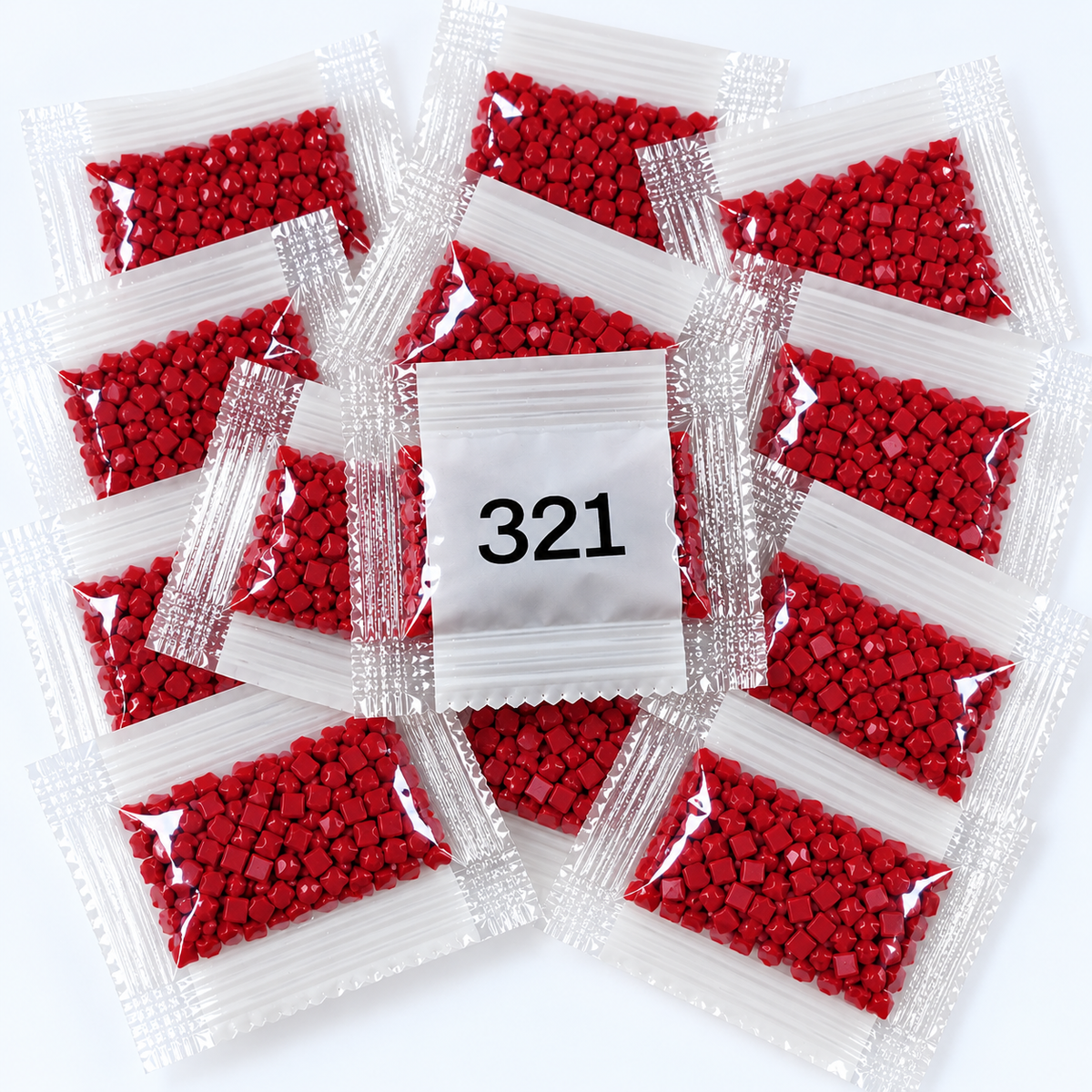 DMC 321 Red Square Diamond Painting Drills – 15 Bags