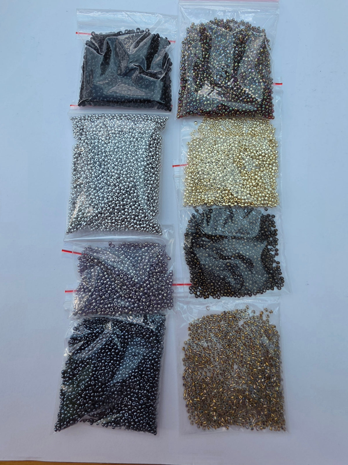 Czech Glass Seed Beads – Mixed Metallic Colours – 8 Large Bags