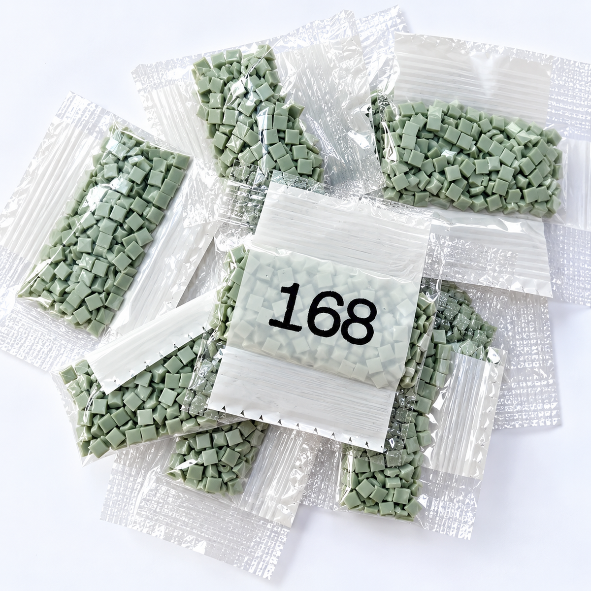 DMC 168 Pale Green Grey Square Diamond Painting Drills – 9 Bags