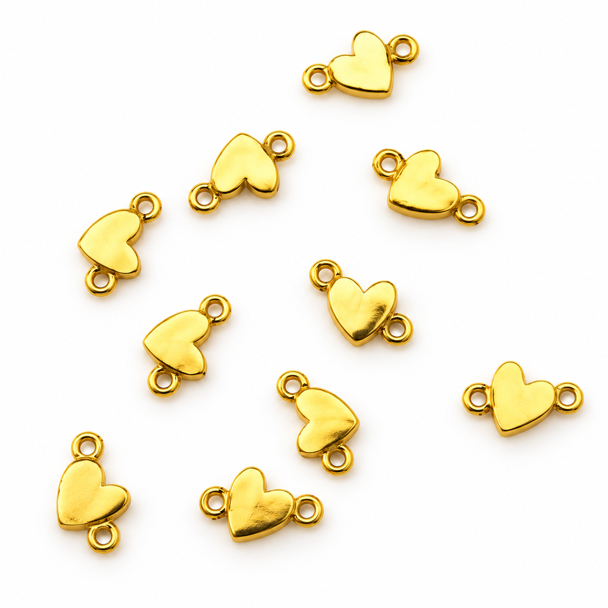 Gold Plated 925 Sterling Silver Tiny Heart Connector Links – 10 Pieces