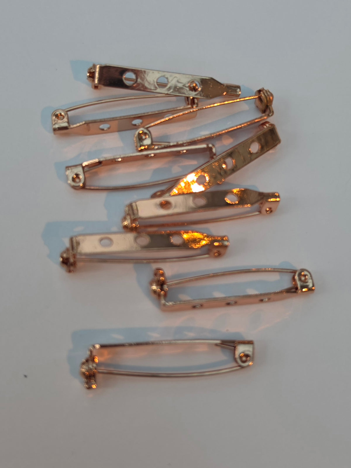 Rose Gold/Copper Coloured Brooch Bar Pin Backs – 8 Pieces