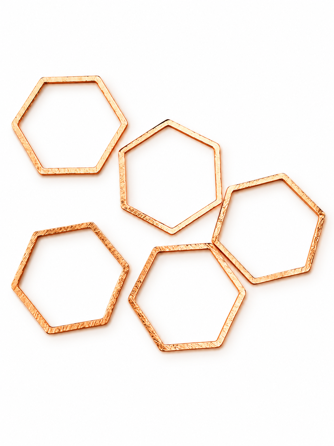 Open Hexagon Jewellery Frames – Copper/Rose Gold Colour – 5 Pieces