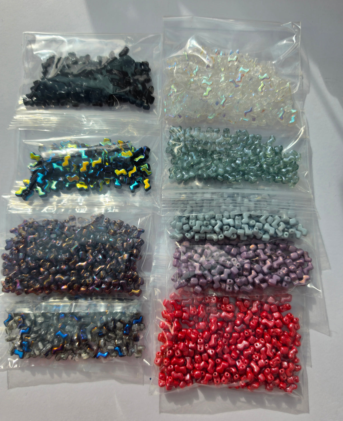 Czech Glass Two-Hole Bow / Infinity Beads – Mixed Colours – 9 Bags