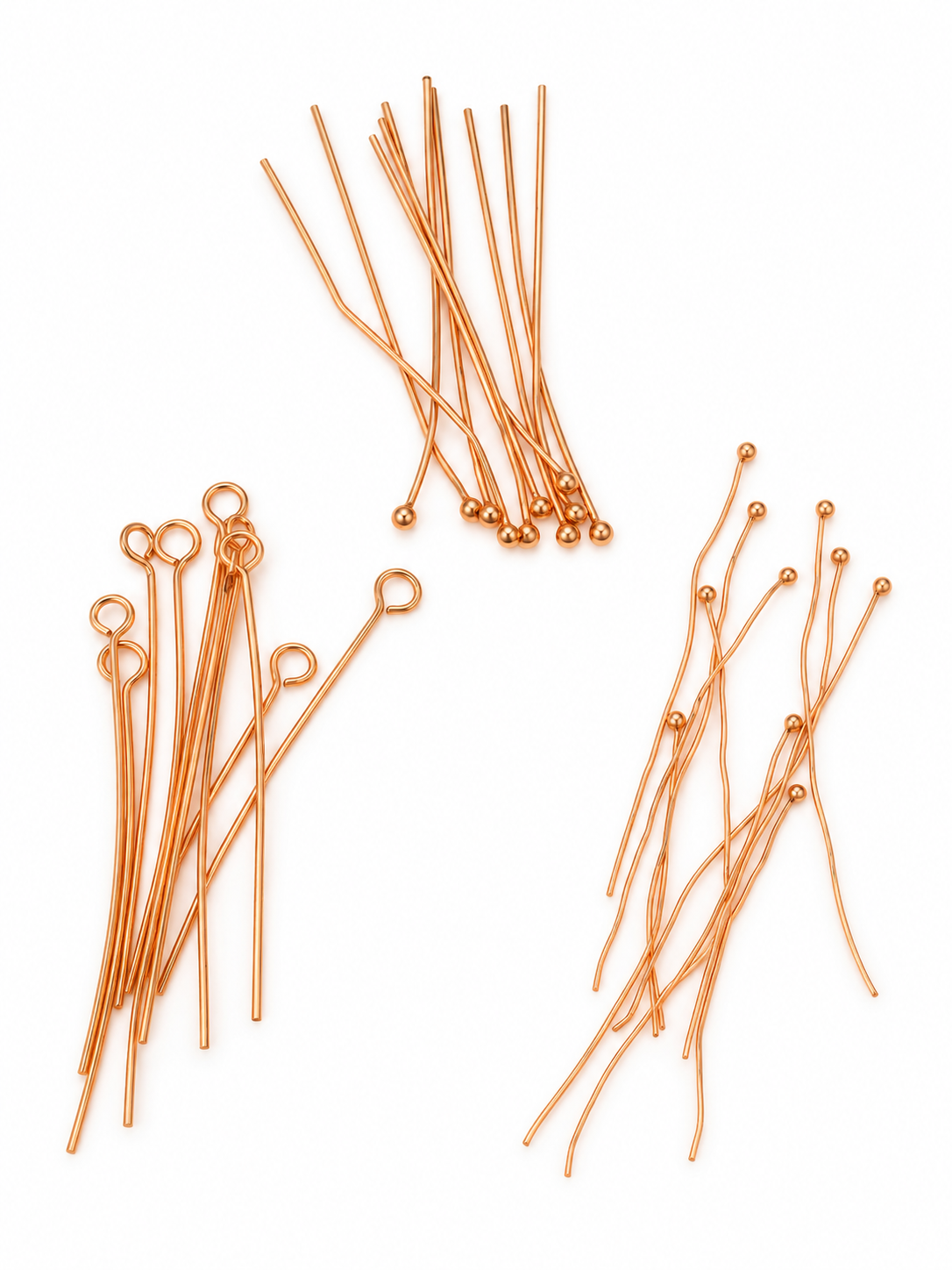 Rose Gold Coloured Headpins & Eye Pins – Mixed Lengths – Jewellery Making