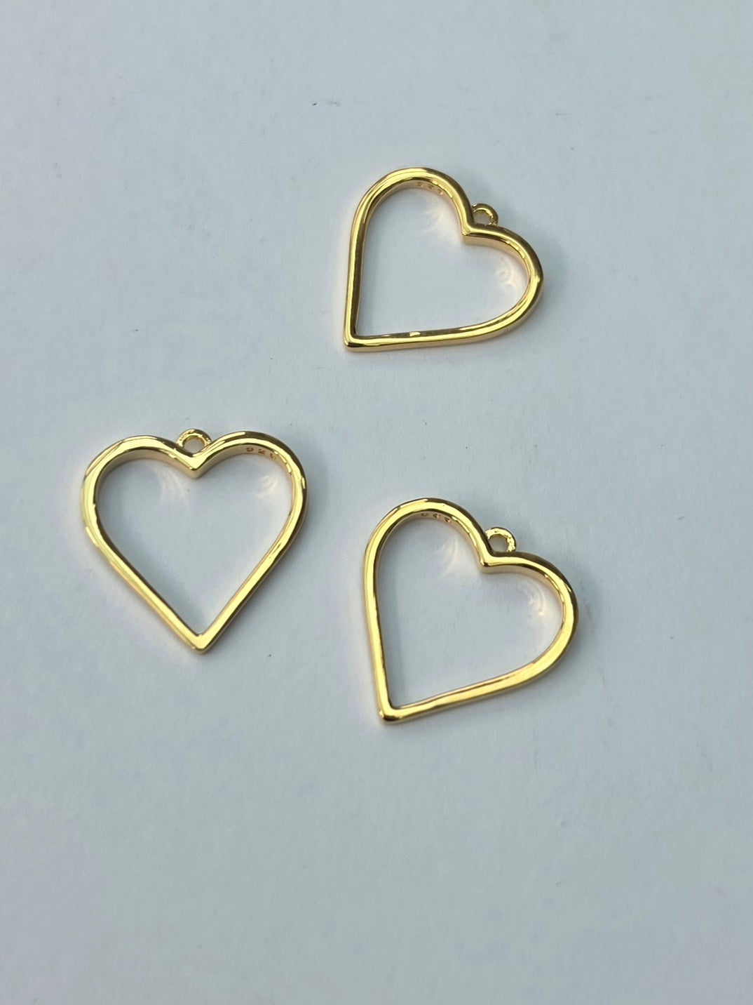 Gold Plated 925 Sterling Silver Open Heart Connectors – 3 Pieces