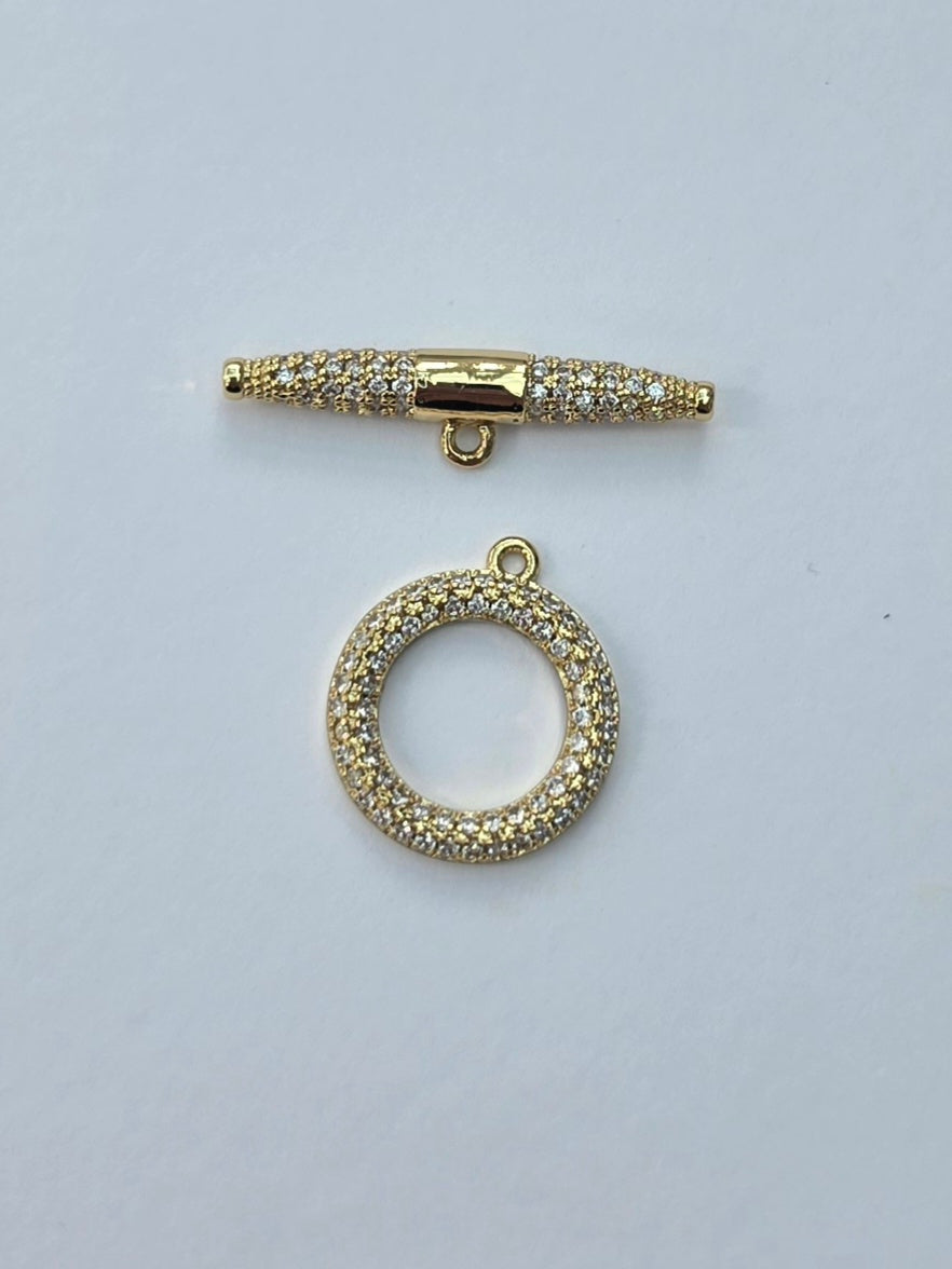 Gold Coloured Pavé Crystal Toggle Clasp – Sparkling Jewellery Finding