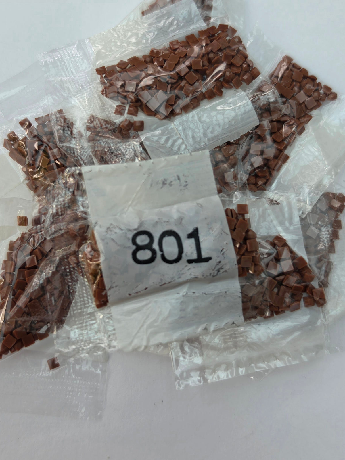 DMC 801 Dark Coffee Brown Square Diamond Painting Drills – 10 Packets