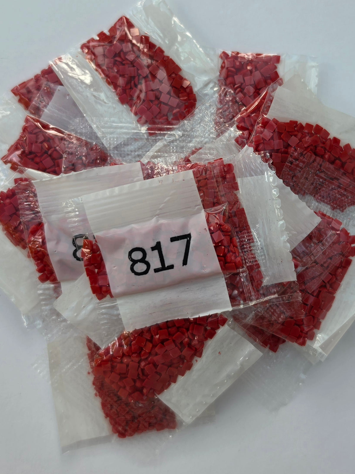 DMC 817 Very Dark Coral Red Square Diamond Painting Drills – 20 Packets