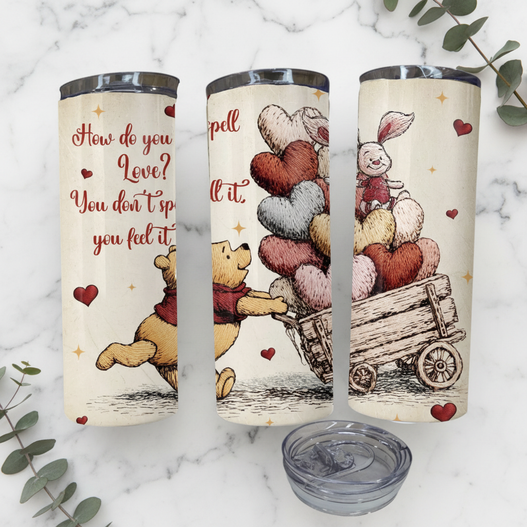 Winnie the Pooh tumblers with marble background