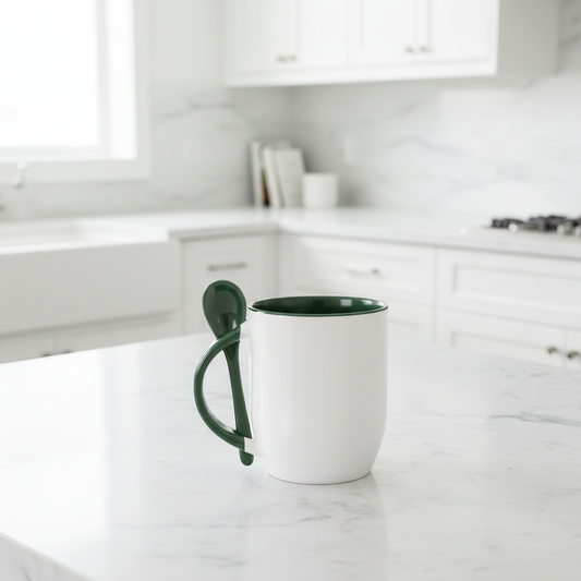 11oz Green Inner Mug with Spoon Kitchen