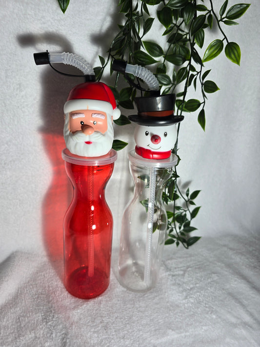 Festive reusable cup with straw