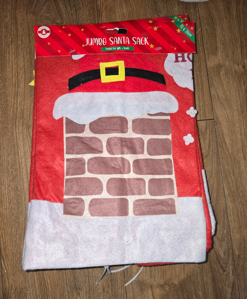 Jumbo fabric santa sacks