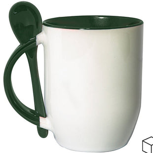 11oz green inner mug with a green spoon