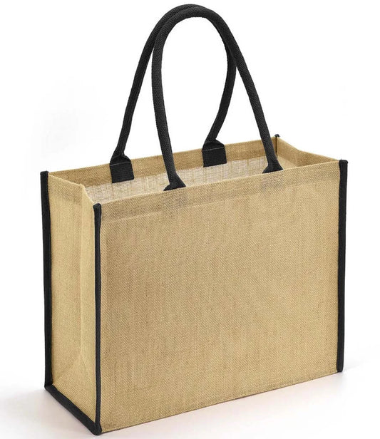 Jute Tipped Shopper- natural black