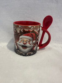 11oz Mug and spoon red Santa