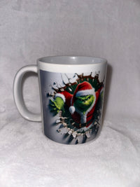 11oz Mug Grinch in the wall