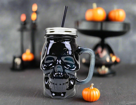 Glass skull jar (black)