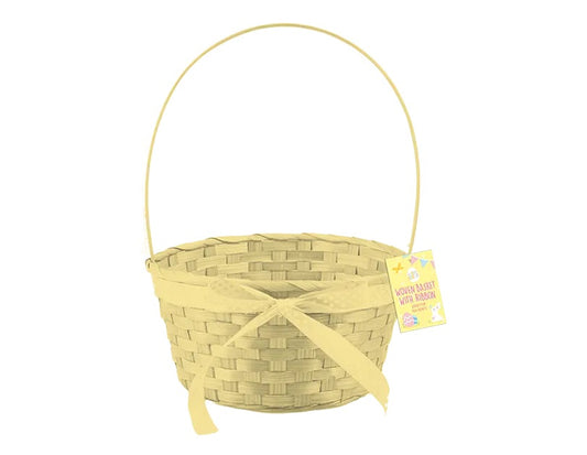 Easter Woven Basket with Ribbon yellow