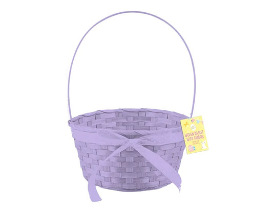 Easter Woven Basket with Ribbon lilac