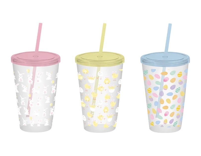 Easter Printed Tumbler with Straw