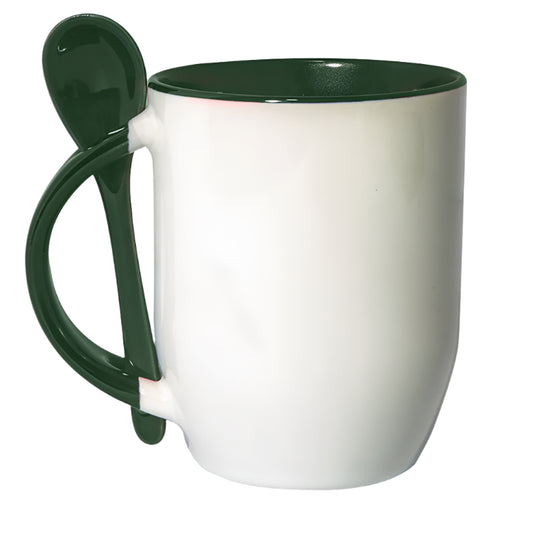 11oz green inner mug with a green spoon