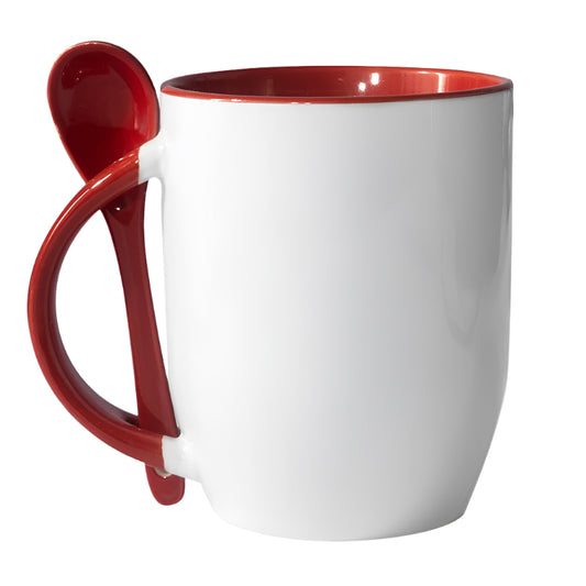11oz red inner mug with red spoon