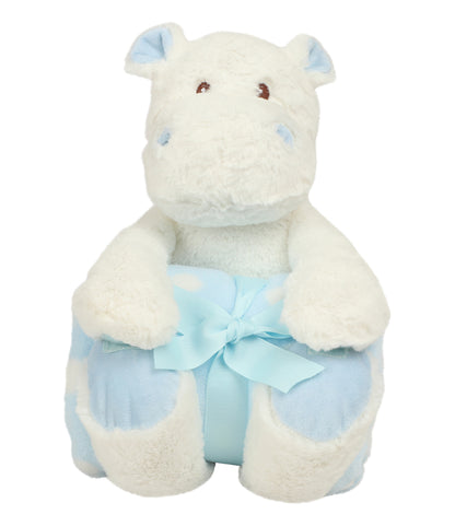 Mumbles Hippo with Printed Fleece Blue