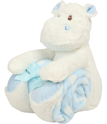 Mumbles Hippo with Printed Fleece Blue