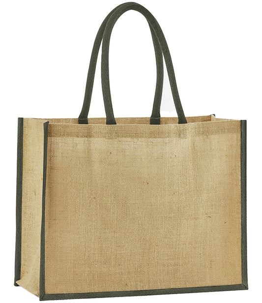 Jute Classic Shopper- natural/olive green