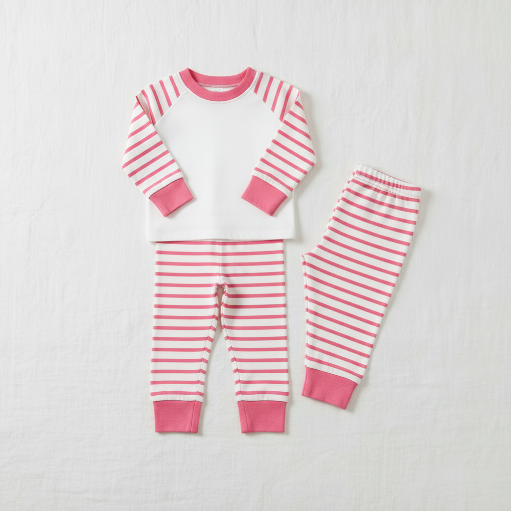Children's Striped Pyjamas Pink - Front