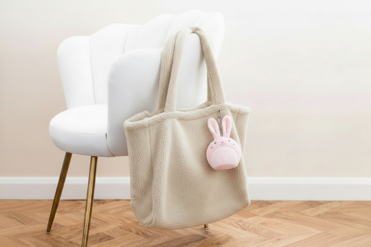 Cream Fleece Shopper with Bunny Keyring