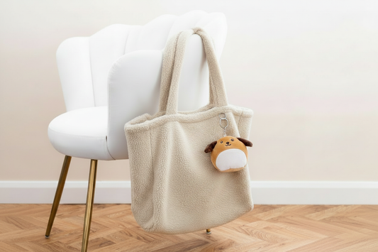 Cream Fleece Shopper with Dog Keyring