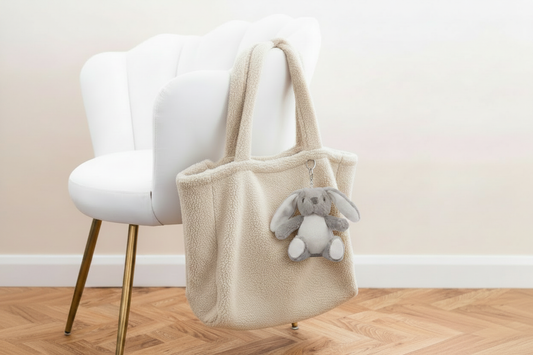 Cream Fleece Shopper with Rabbit Keyring