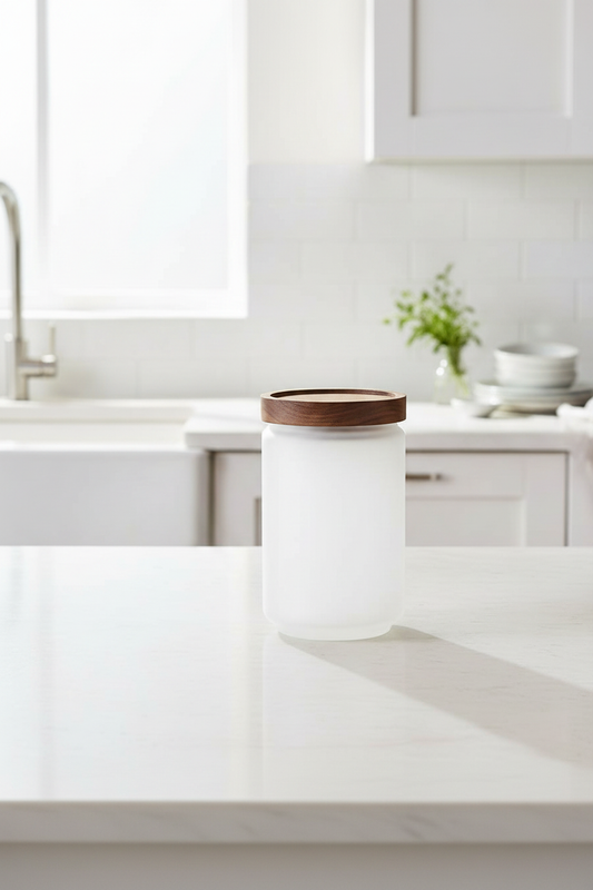 Frosted Glass Storage Jar Large - Kitchen Scene