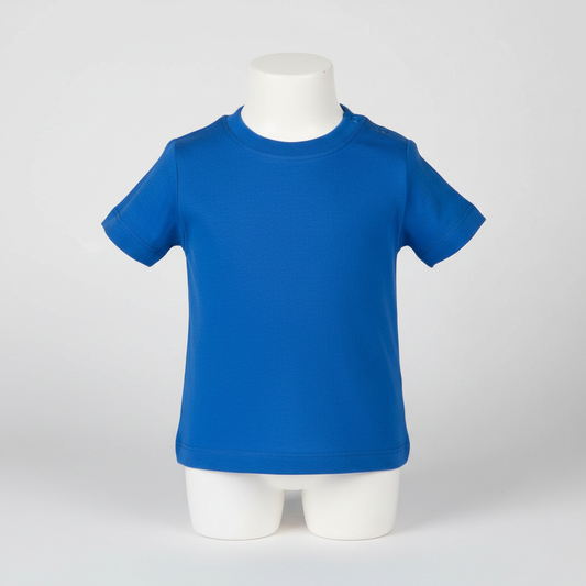 Blue Baby T-Shirt on mannequin with grey background