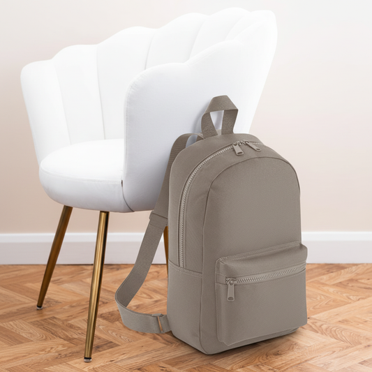 Mini Essential Bagbase Backpack (mushroom) with aesthetic background