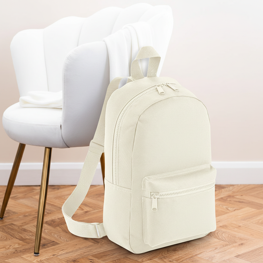 Mini Essential Bagbase Backpack (natural) with aesthetic background