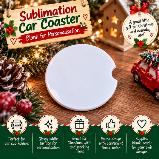 White Sublimation Car Coaster Blank – Round Cup Holder Insert