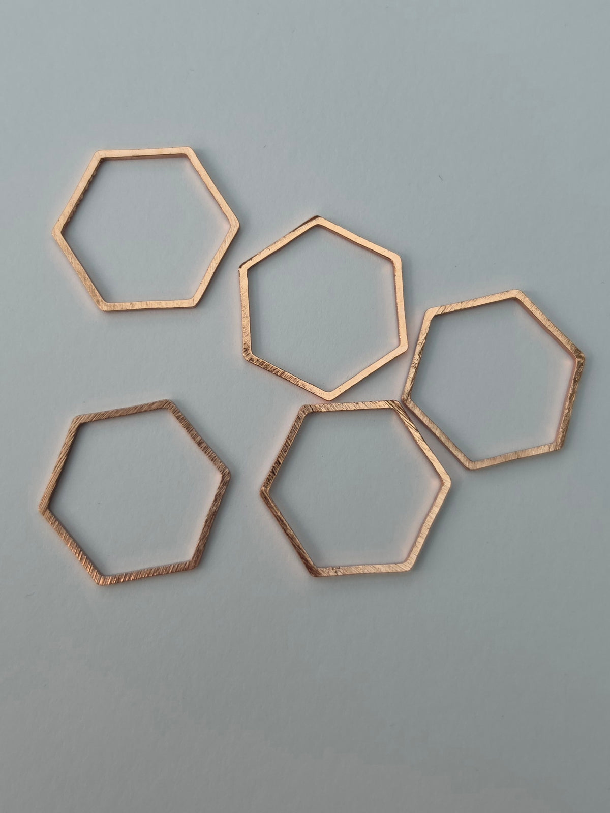 Open Hexagon Jewellery Frames – Copper/Rose Gold Colour – 5 Pieces