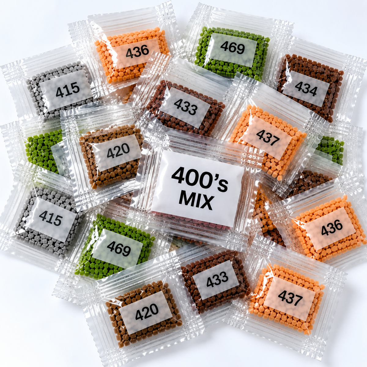 Mixed 400-Series Square Diamond Painting Drills – 21 Bags